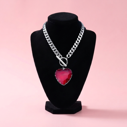 Crystal Heart Toggle Chain