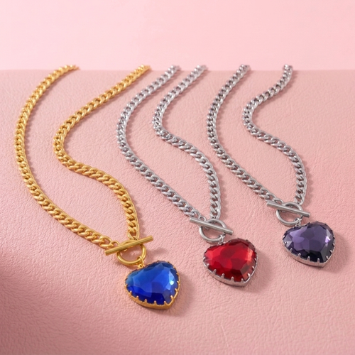 Crystal Heart Toggle Chain